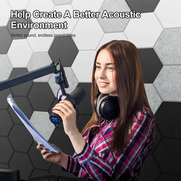6-Inch Hexagon Acoustic Sound Panels – 9mm Polyester Fiber Wall Tiles