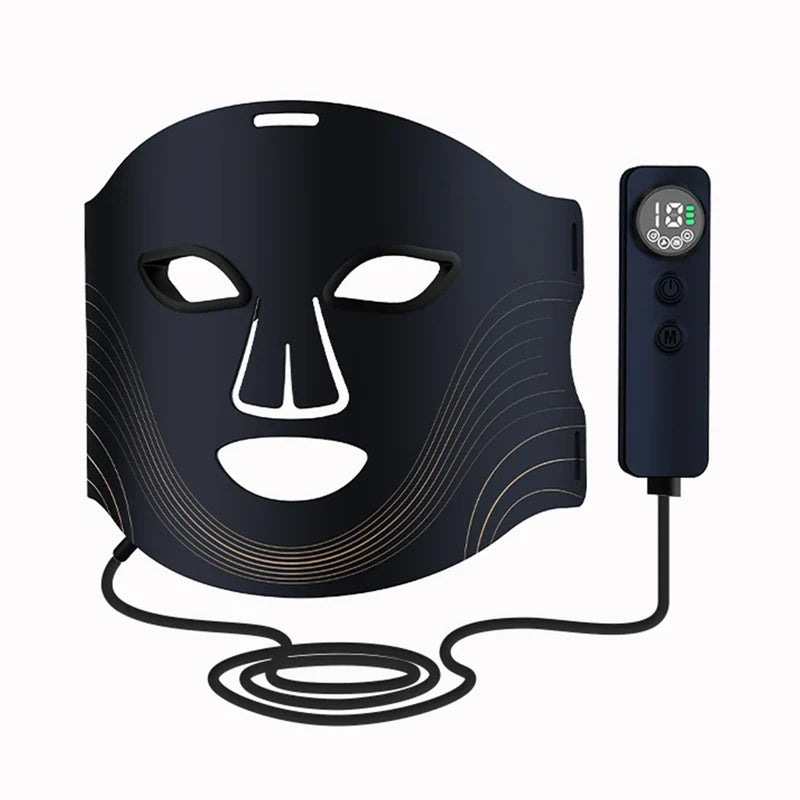 7 Color Cordless LED Face Mask for Wrinkle & Acne Care – Black